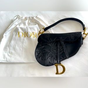 Christian Dior Jardin Botanique Saddle Bag Embossed Leather Medium